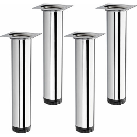 4er Pack - Möbelfuß BRAVO Höhe 200 mm (+ 10 mm) Ø 40 mm Chrom poliert höhenverstellbares Schrankbein aus Stahl Stützfuß belastbar bis 50 kg von SOTECH