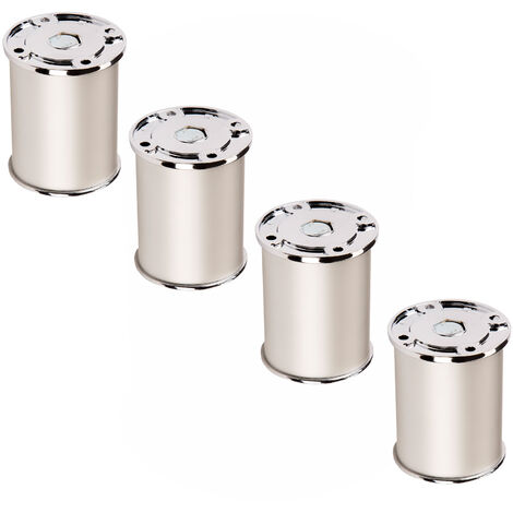 SOTECH 4er Set Möbelfüße RADO (Höhe 60 mm, Ø 50 mm, Aluminium / chrom poliert) höhenverstellbare Stützfüße