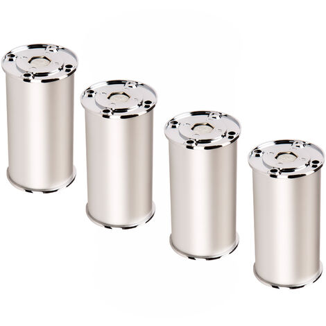SOTECH 4er Set Möbelfüße RADO (Höhe 120 mm, Ø 50 mm, Aluminium / chrom poliert) höhenverstellbare Verstellfüße