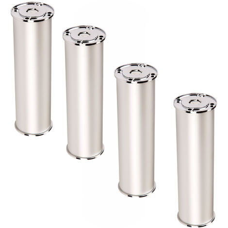 SOTECH 4er Set Möbelfüße RADO (Höhe 400 mm, Ø 50 mm, Aluminium / chrom poliert) höhenverstellbare Schrankfüße