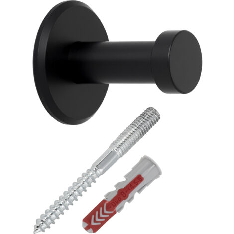 SOTECH Garderobenhaken TALEA (Ø 10 / 15 mm) Edelstahl massiv inkl. Befestigungsmaterial, schwarz matt (Länge 30 mm, Gesamtlänge 33 mm), 7 x Wandhaken