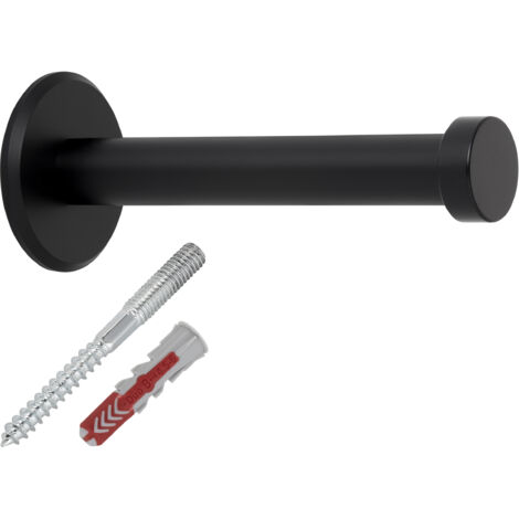SOTECH Garderobenhaken TALEA (Ø 10 / 15 mm) Edelstahl massiv inkl. Befestigungsmaterial, schwarz matt (Länge 70 mm, Gesamtlänge 73 mm), 2 x Wandhaken