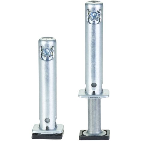 2 x SOTECH Sockel-Höhenversteller (Höhe 52 mm Durchmesser Ø 12 mm Bohrtiefe 62mm Tragkraft 300 kg) verstellbar +25 mm mit Bodengleiter zum Einbohren in Wangen und Schrankseiten