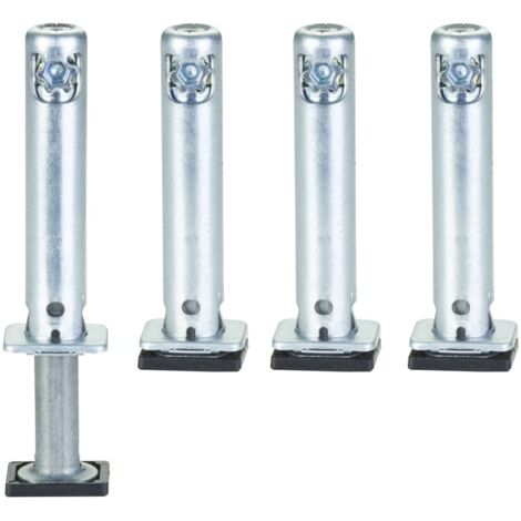 4 x SOTECH Sockel-Höhenversteller (Höhe 52 mm Durchmesser Ø 12 mm Bohrtiefe 62mm Tragkraft 300 kg) verstellbar +25 mm mit Bodengleiter zum Einbohren in Wangen und Schrankseiten