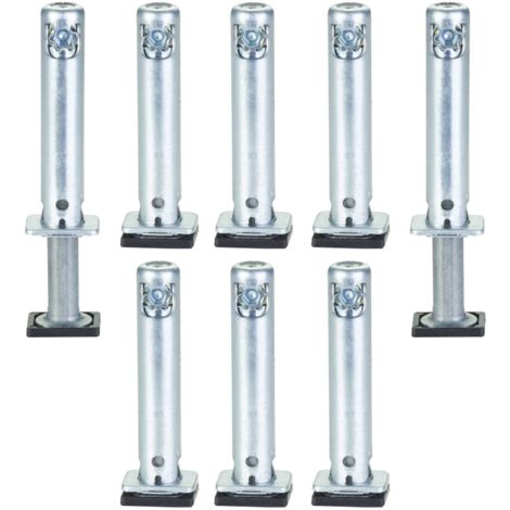 8 x SOTECH Sockel-Höhenversteller (Höhe 52 mm Durchmesser Ø 12 mm Bohrtiefe 62mm Tragkraft 300 kg) verstellbar +25 mm mit Bodengleiter zum Einbohren in Wangen und Schrankseiten