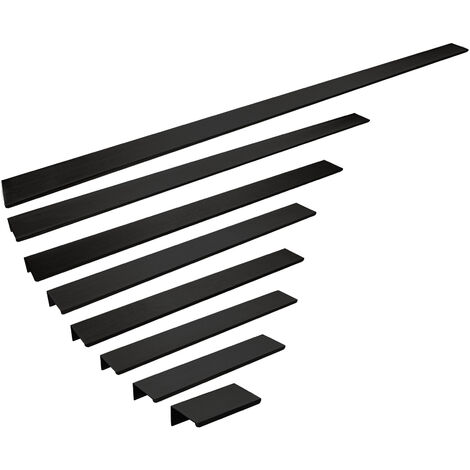 10er Pack - Alu Möbelgriff SEARL 480 x 20 x 37 mm Aluminium schwarz eloxiert gebürstet Griff-Profilleiste Schubladengriff Küchengriff von SO-TECH