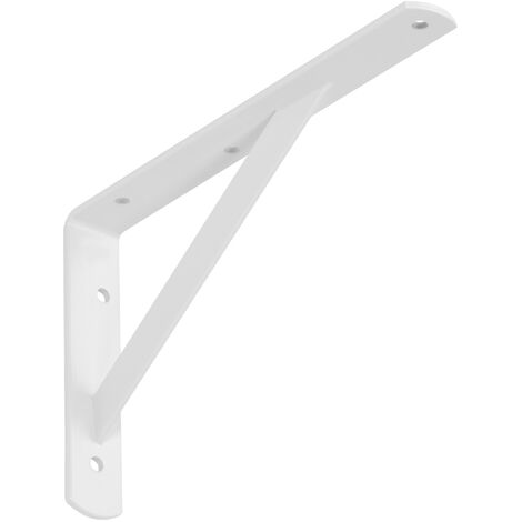 Regalkonsole (250 x 150 x 30 mm, weiß, pulverbeschichtet) Schwerlastkonsole mit Querstrebe zur Stabilisierung