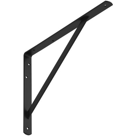 Regalkonsole (400 x 275 x 30 mm, schwarz, pulverbeschichtet) Schwerlast-Konsole mit Querstrebe zur Stabilisierung