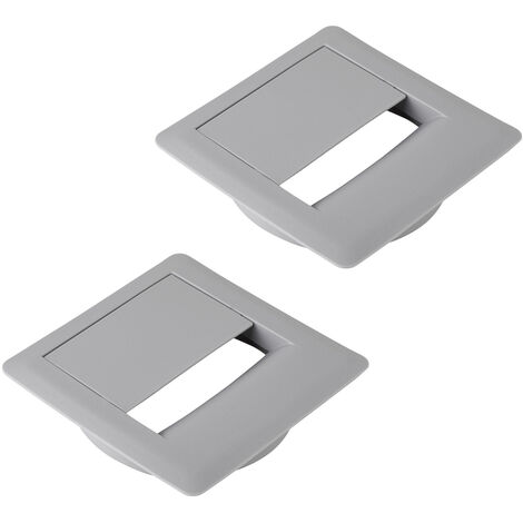 2 Stück CAVO Kabeldurchlässe (93 x 93 mm, Höhe 18,3 mm, 80 mm Durchmesser, grau)