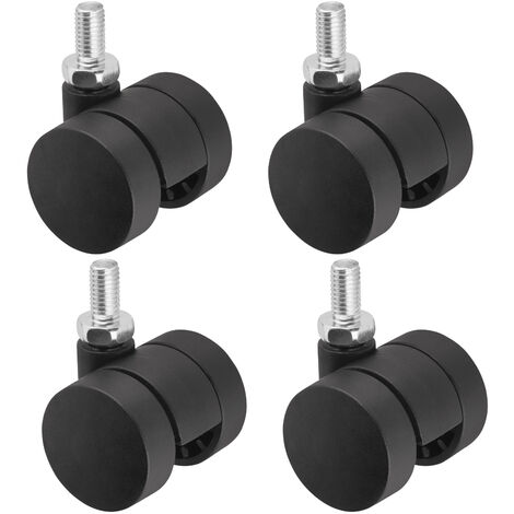 4er Set SO-TECH Möbelrolle AACHEN mit M8 x 15 mm Gewinde (Ø 35 mm, 40 kg Traglast / Rolle, 360 Grad drehbar, schwarz)