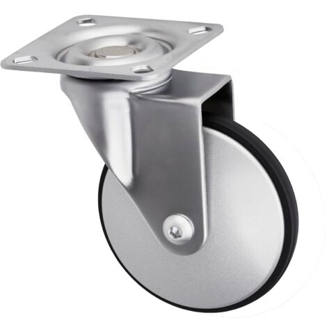 SO-TECH Design-Möbelrolle LINDAU (Ø 75 mm, 35 kg Tragkraft pro Rolle, mit Montageplatte, silbergrau)