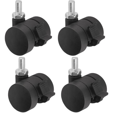 4er Set SO-TECH Möbelrolle AACHEN mit M8 x 15 mm Gewinde und Bremse (Ø 35 mm, 40 kg Traglast / Rolle, 360 Grad drehbar, schwarz)