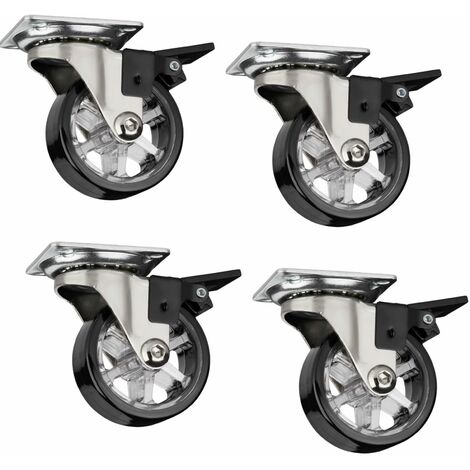 4er Set SO-TECH Design Möbelrollen RAPID Rollen-Ø 50 mm schwarz mit Bremse Tragkraft 35 Kg