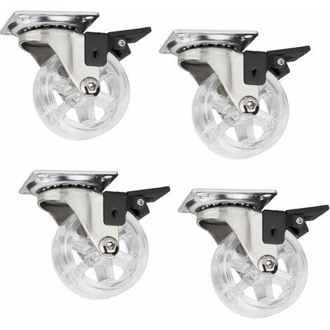 4er Set SO-TECH Design Möbelrollen RAPID Rollen-Ø 50 mm transparent mit Bremse Tragkraft 35 Kg