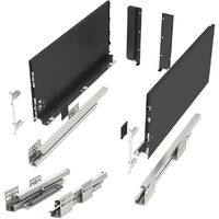 Schubladensystem JUNKER SLIM anthrazit H: 199 mm Push to Open bis 35 kg belastbar mit 13 mm schlanken Schubladenzargen - Nennlänge 350 mm