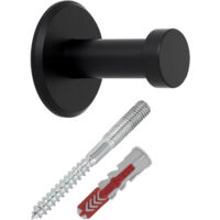 SOTECH Garderobenhaken TALEA (Ø 10 / 15 mm) Edelstahl massiv inkl. Befestigungsmaterial, schwarz matt (Länge 30 mm, Gesamtlänge 33 mm), 6 x Wandhaken