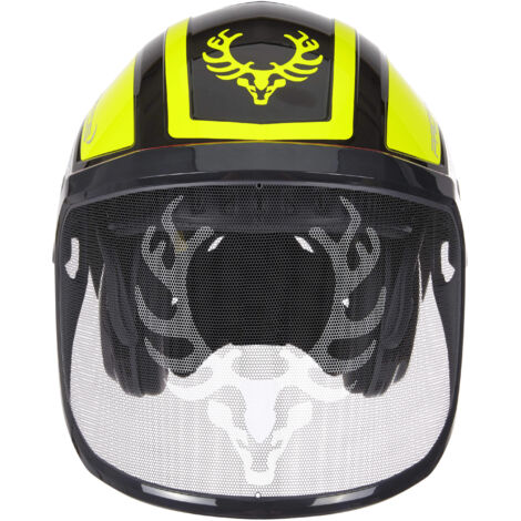 PROTOS® Forsthelm / Schutzhelm KOX Edition mit Gehörschutz und Visier Integral Forest Schwarz/Neon Gelb OneSize