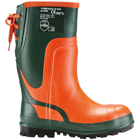 KOX Lumberjack III Neo bottes de protection anti-coupures en caoutchouc pour l'hiver, vert/orange, pointure 46