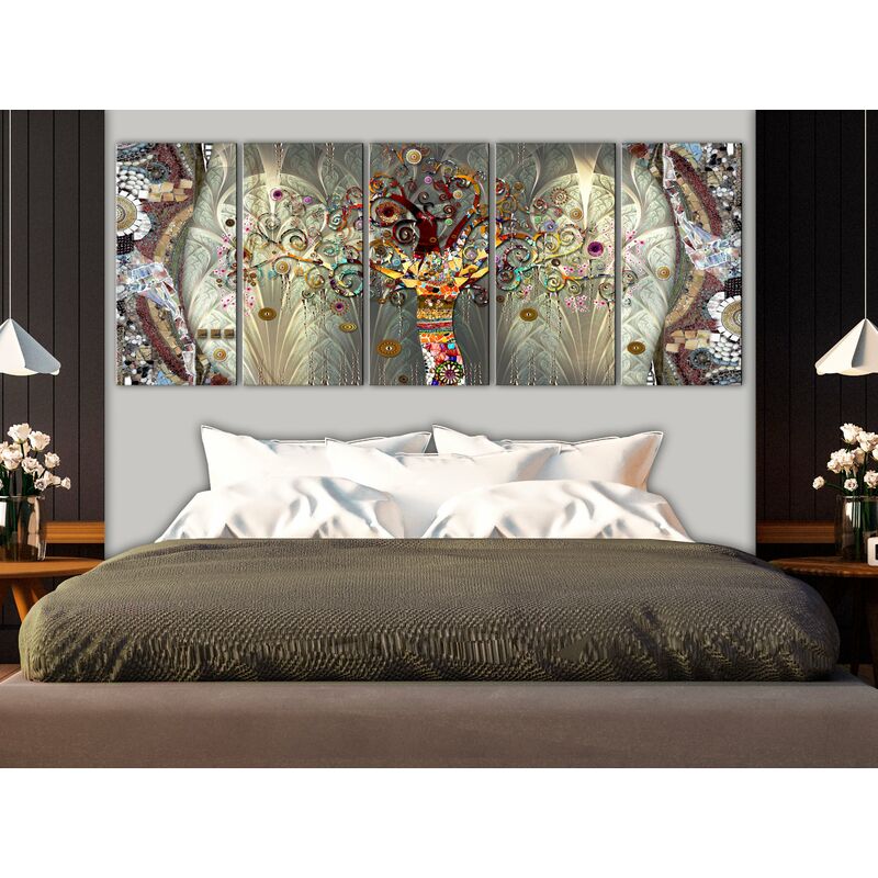 Decoshop26 - Tableau sur toile en 5 panneaux décoration murale image  imprimée cadre en bois à suspendre Coeur de café 200x100 cm 11_0008549 -  Tableaux, peintures - Rue du Commerce