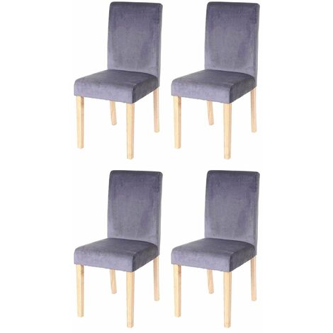 Lot de 4 chaises de salle à manger / cuisine en tissu velours gris CDS04510 (1/5)