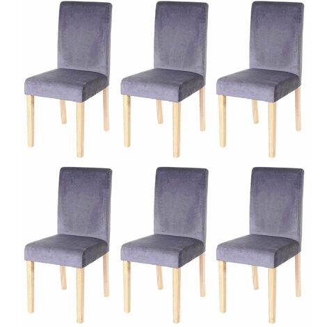 Lot de 6 chaises de salle à manger / cuisine en tissu velours gris CDS04610 (1/5)