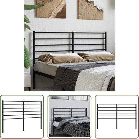 The Living Store Tête de lit métal noir 120 cm - Tête De Lit - Lit Double - Tête De Lit Métal - Tête De Lit Noire - Meuble Chambre (1/5)