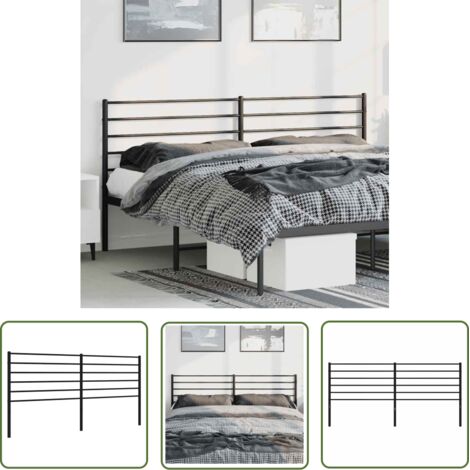 Tête de lit accessoire couchage chambre à coucher meuble 180 cm métal noir TDL0202421 (1/5)