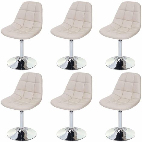 6x chaises de salle à manger en synthétique crème pied chromé pivotant CDS04621 (1/5)