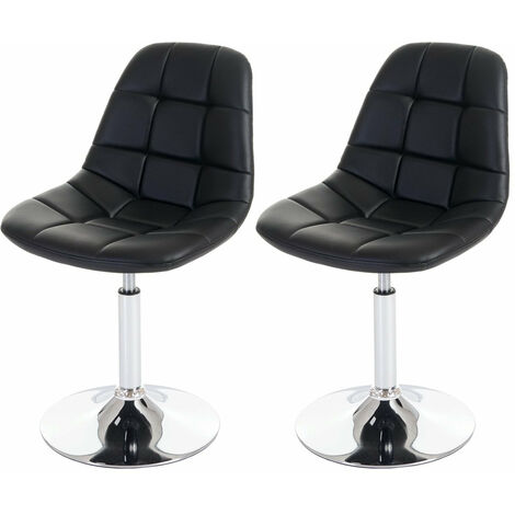 2x chaises de salle à manger en synthétique noir pied chromé pivotant CDS04423 (1/5)