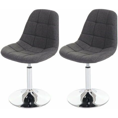 2x chaises de salle à manger en tissu gris clair pied chromé pivotant CDS04427 (1/5)