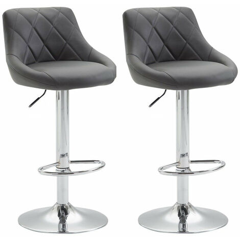 2x Tabourets de bar en synthétique gris pivotant avec repose-pieds TDB10080 (1/4)