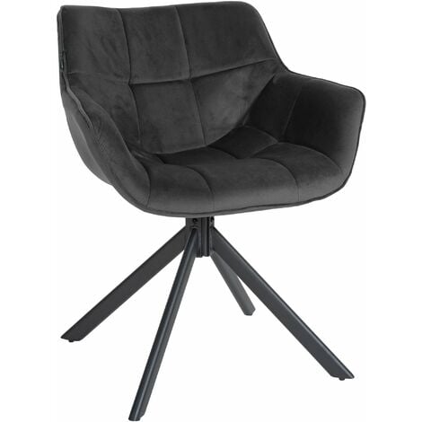 Fauteuils de table rotatifs tissu anthracite pour salle à manger