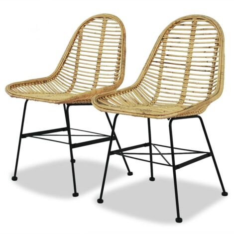 Lot de 2 chaises de salle à manger cuisine Rotin naturel CDS020122 (1/5)