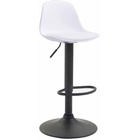 Tabouret de bar avec repose-pieds design moderne synthétique blanc 100000302 (1/3)