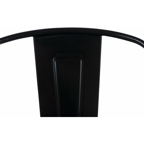 Chaises Empilables Benedikt Lot De 4 - Design Industriel Métal Noir - Dossier Haut Et Patins Antidérapants