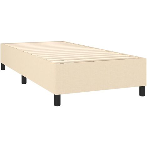 Sommier à lattes sur pieds cadre de lit 90x200 cm tissu crème TDL0207236 (1/5)