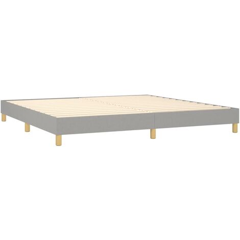 Sommier à lattes sur pieds cadre de lit 200x200 cm tissu gris clair TDL0207174 (1/5)