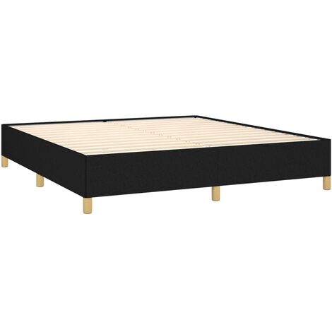 Sommier à lattes sur pieds cadre de lit 160x200 cm tissu noir TDL0207008 (1/5)