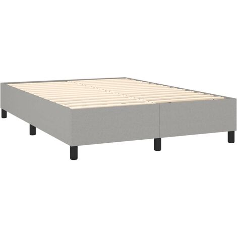 Sommier à lattes sur pieds cadre de lit 140x190 cm tissu gris clair TDL0207200 (1/5)