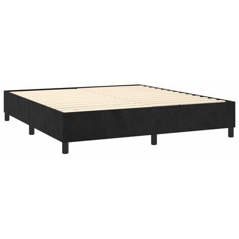 Sommier à lattes sur pieds cadre de lit 160x200 cm tissu velours noir TDL0207005 (1/5)
