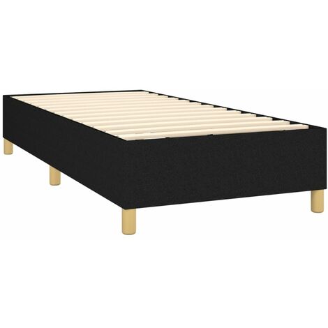 Sommier à lattes sur pieds cadre de lit 100x200 cm tissu noir TDL0207041 (1/5)