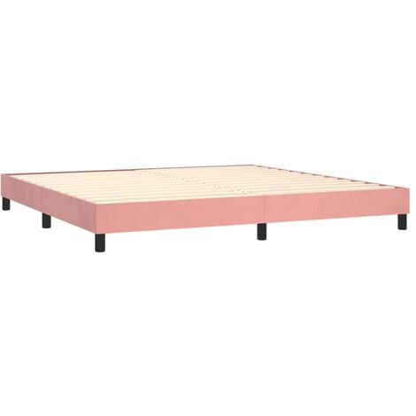 Sommier à lattes sur pieds cadre de lit 200x200 cm tissu velours rose TDL0206952 (1/5)