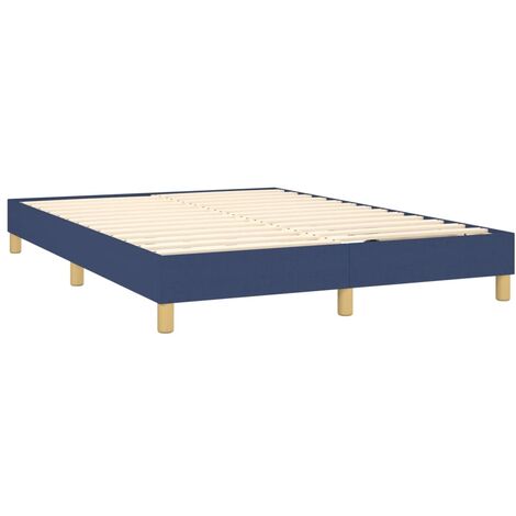 Sommier à lattes sur pieds cadre de lit 140x200 cm tissu bleu TDL0207339 (1/5)