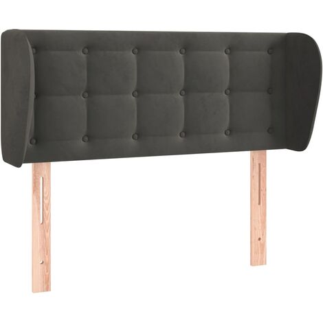 Tête de lit accessoire couchage chambre à coucher meuble capitonné avec rebord latéral 93 x 23 x 78/88 cm tissu velours gris foncé TDL0204837 (1/5)