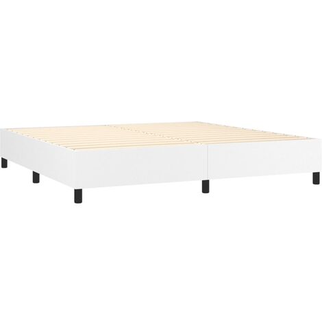 Sommier à lattes sur pieds cadre de lit 200x200 cm synthétique blanc TDL0207357 (1/5)