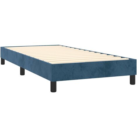 Sommier à lattes sur pieds cadre de lit 90x190 cm tissu velours bleu foncé TDL0207302 (1/5)