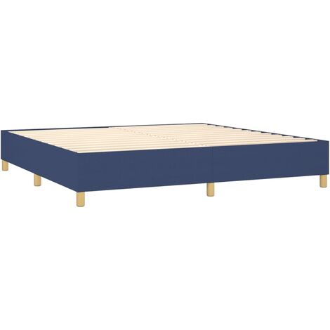 Sommier à lattes sur pieds cadre de lit 200x200 cm tissu bleu TDL0207332 (1/5)