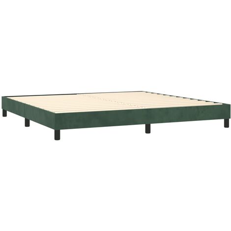 Sommier à lattes sur pieds cadre de lit 200x200 cm tissu velours vert foncé TDL0206878 (1/5)