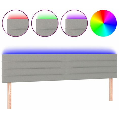 Tête de lit accessoire couchage chambre à coucher meuble à LED 160 x 5 x 78/88 cm tissu gris clair TDL0201364 (1/5)