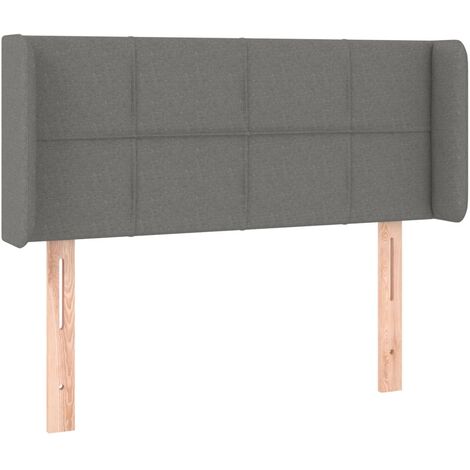 Tête de lit accessoire couchage chambre à coucher meuble avec rebord latéral 93 x 16 x 78/88 cm tissu gris foncé TDL0204863 (1/5)